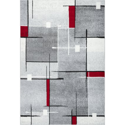 Teppich Grau Rot Modern