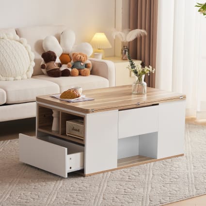 Couchtisch höhenverstellbar weiß mit Stauraum 100x51x47 cm