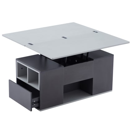 Couchtisch höhenverstellbar mit 2 Schubladen 100x51x47 cm, grau