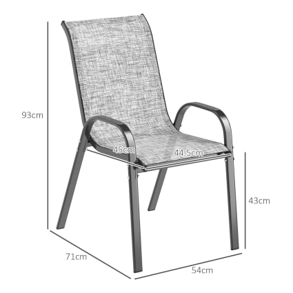 Set 4 Sedie Da Giardino Impilabili Outsunny – Con Braccioli, Telaio Acciaio E Seduta In Texteline, Beige, 54x71x93 Cm