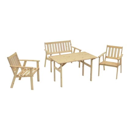 4 Sitzer Gartenessgruppe mit Sessel und Bank, braun Sylt