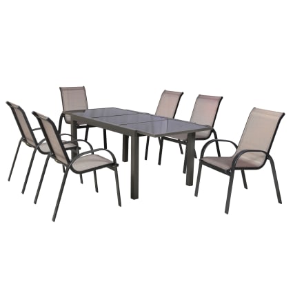 6 Sitzer Gartenessgruppe mit Ausziehtisch, graphit Amalfi
