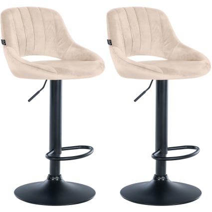 Lot de 2 tabourets de bar réglable pivotant en velours crème Milet
