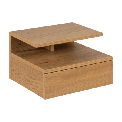 Chevet suspendu en bois 1 tiroir 1 niche chêne Aslan