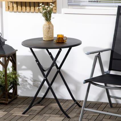 Runder Klapptisch Ø60 cm aus Metall mit HDPE-Tischplatte, dunkelgrau
