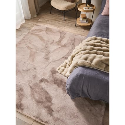 Kunstfell-Teppich taupe 150x150 cm Dave