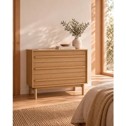 Minimalistische Holzkommode mit 3 Schubladen Rodrick