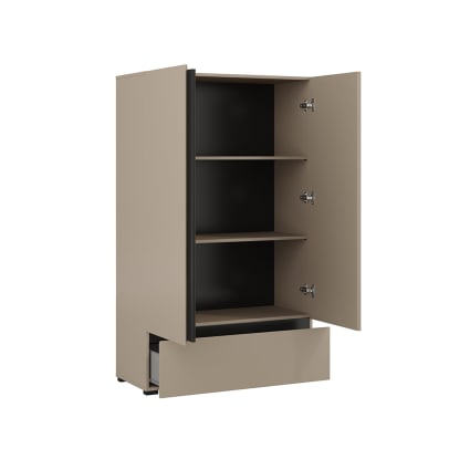 Kleiner Schrank 2 Türen 1 Schublade Laminierte Platten Braun Lilia