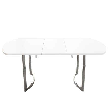 Ausziehbarer Esstisch 140/180x80 cm, Metallbeine, weiß