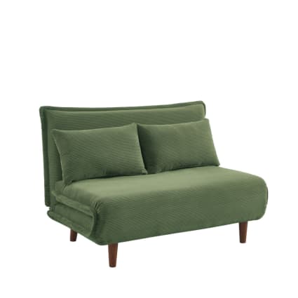 Canapé convertible 2 places en velours côtelé - Vert