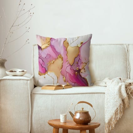 Dekokissen Goldenes Farbspiel aus Polyester, pink 50 x 50 cm