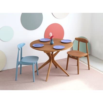 Set Tavolo Da Pranzo Rotondo 5 Pezzi Con 4 Sedie Parson - Tavolo 106,7 Cm Con Prolunghe A Ribalta, Finitura Rovere, Sedie In Tessuto Limelight - 3