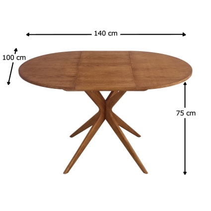 Runder ausziehbarer Esstisch aus MDF mit Eschenfurnier, 100x100, Eiche Jubi