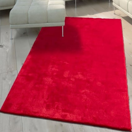 Hochfloriger, zotteliger Esszimmerteppich, 240 x 340 cm, Rot Lyn10 lavable