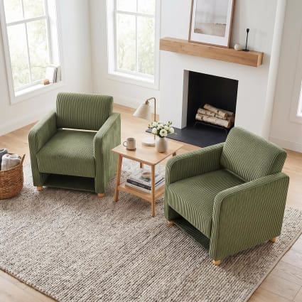 2er-Set Cord-Sessel mit Aufbewahrungstaschen – Grün Karia2pcs