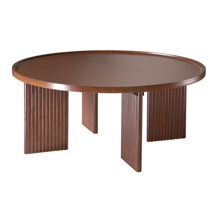 Table Basse Ronde Dw Table basse ronde décor noyer avec rebord d80 cm Naia | Maisons du Monde