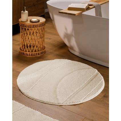 Runde Badematte mit Relief cremeweiß Ø80 Marc