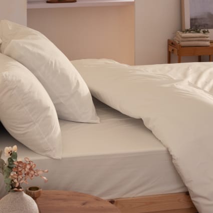 Spannbettlaken Baumwolle 200TC Beige Bett 160x200 cm Sábana bajera
