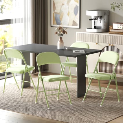 4er-Set Klappstühle, gepolstert, grün & Stahl Homcom