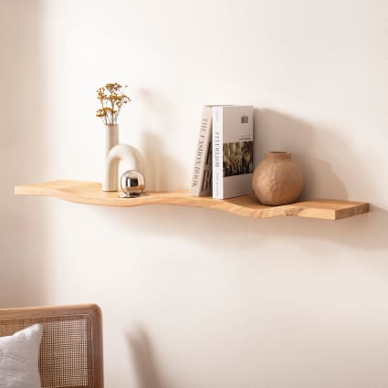 Wandregal aus Massivholz, 80cm braun