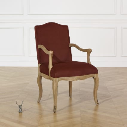 Klassischer Sessel aus Eichenholz und Polyester-Samt noisette Constance
