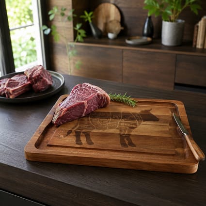Planche à découper en bois d'acacia et décor boeuf 51x36cm Copa — free download