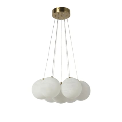 Suspension métal doré verre effet albâtre 7 globes ø15 cm Maisons du — free download