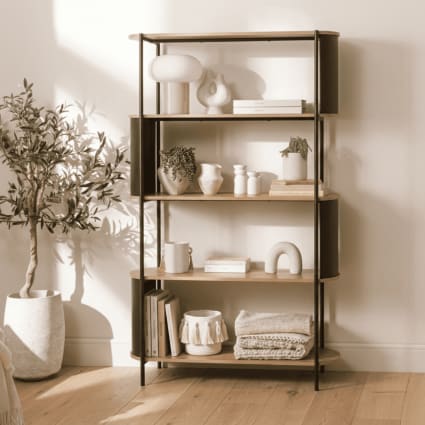 Bibliothek 5-Ebenen-Regal in Holzoptik H174 cm Eklo