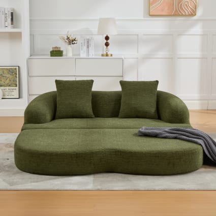 Sofa aus Chenille mit Klappfunktion 157x84x65 cm, grün