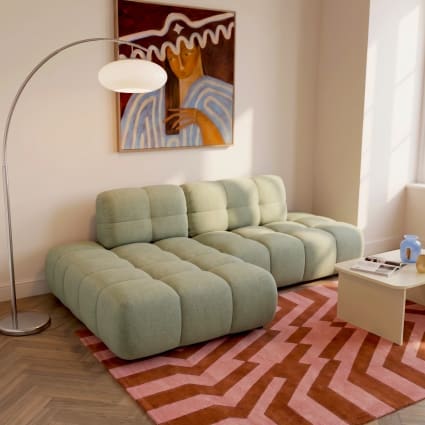Canapé d'angle réversible en tissu 4 places vert Almera | Maisons du Monde