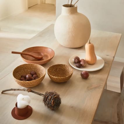 Dekoschale aus Ton beige Ø 32 * 3.5 cm Shibui