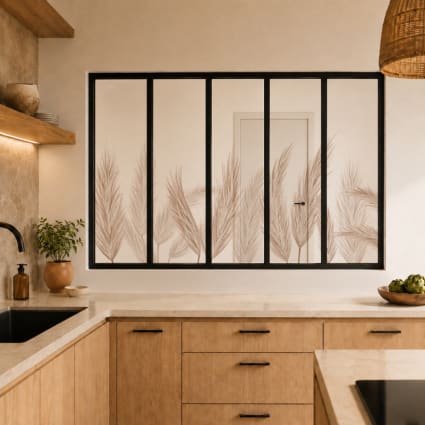 Verrière atelier en aluminium thermolaqué noir 150 x 105 cm (L x H