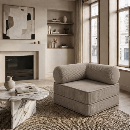 Schlafsessel mit Armlehnen aus Cordstoff beige Fauteuil lofty