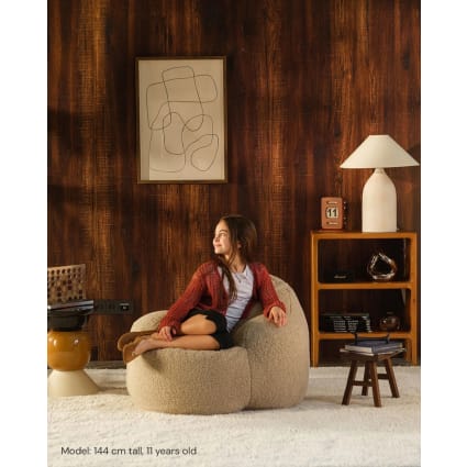 Momo Sessel für Teenager aus Teddy-Stoff 60 x 90 x 100 cm, Biscuit Teddy