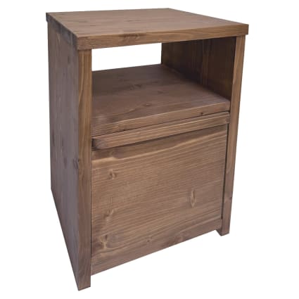 Nachttisch aus Massivholz mit Schublade und Ablage dunkel 40 cm Zaren
