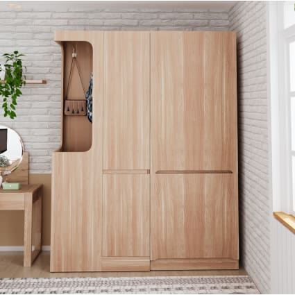 Kleiderschrank mit 4 Schubladen und Fächern 140x40x170 cm, Holzfarbe