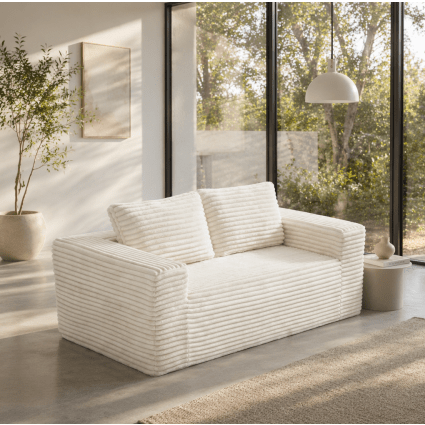 2-Sitzer Bodensofa Cord, Beige, 160x88x58 cm