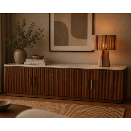 Sideboard Urban Chique mit Keramikplatte 200cm, Dunkelbraun