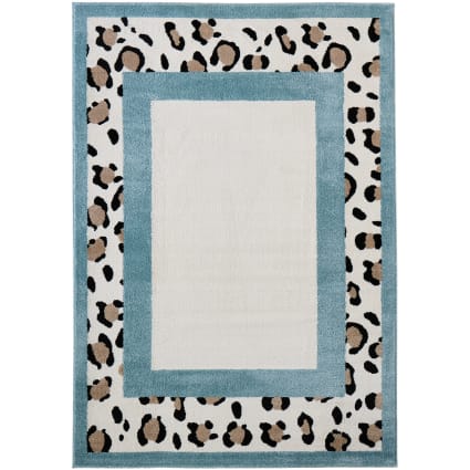 Blauer Leoparden-Teppich 120x160 cm Leovah