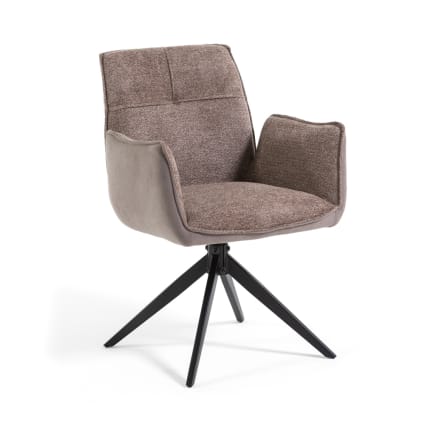 Set aus 2 taupefarbenen Samt-Sesseln mit drehbaren Metallfüßen Evelyn