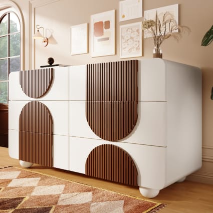 Kommode aus Spanplatte mit 6 Schubladen 121x71x41 cm, Weiß