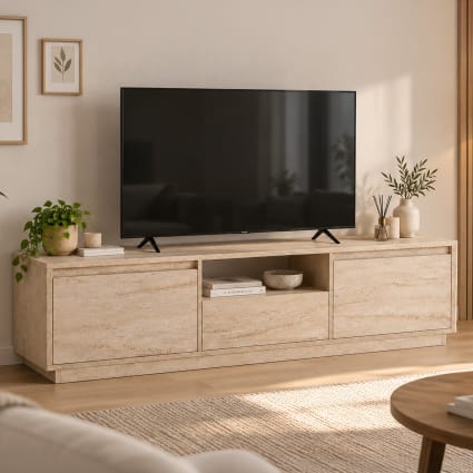 Tv-Schrank aus edlem Holz, Beige 160x30x42 cm