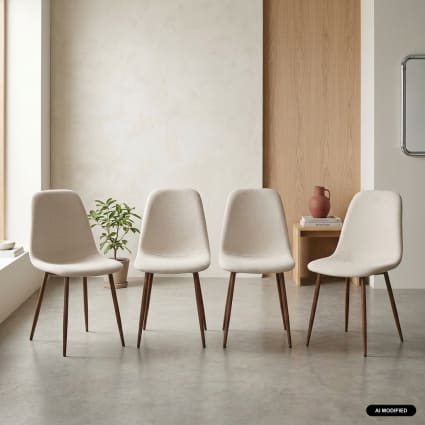 4er-Set Stühle Holzdekor nussbaum, Bezug in beige Vera