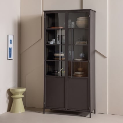 Vitrinenschrank mit 2 Türen, Dunkelbraun Exhibit