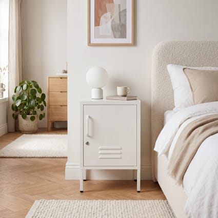 Nachttischschrank mit Tür aus Stahl Weiß 60x40x35