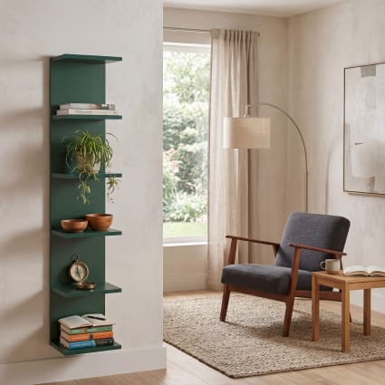 Bücherregal 6 Ablagen aus MDF Grün 120x25x16,5