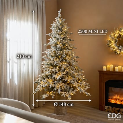 Beschneiter Weihnachtsbaum 210 cm mit 2500 Mini-LEDs, Ø148 cm Pino cortina