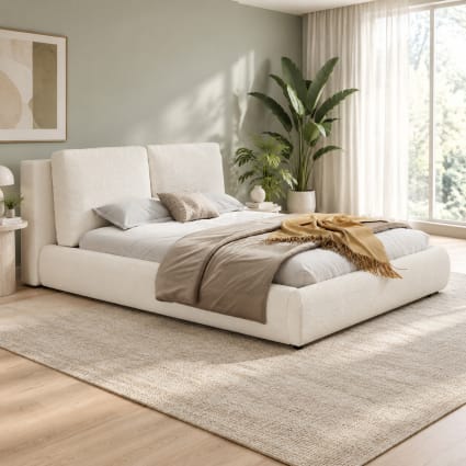 Bett mit Lattenrost aus Polyester beige 180 x 200 cm