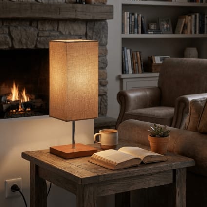 Lámpara de madera marrón 15x15x43 cm Lumaya | Maisons du Monde