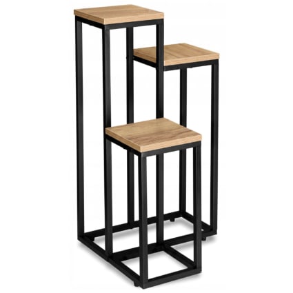 Hoher Blumenständer für 3 Pflanzen aus MDF, 34 x 34 x 67 cm, braun